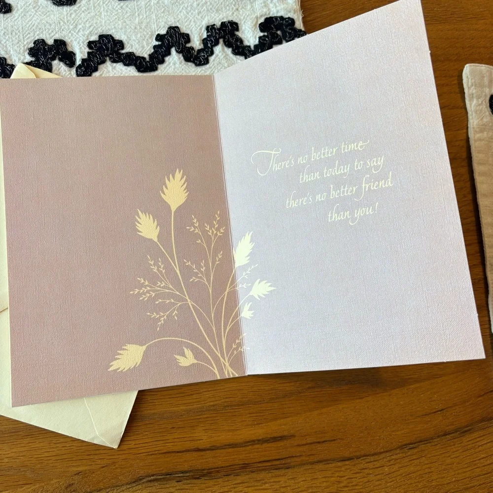 Hallmark Embossed Wheat Friend Greeting Card pastel cottage hobby